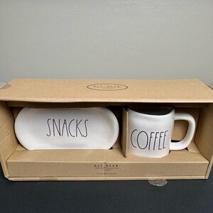 Rae Dunn White Snacks and Coffee Set, new